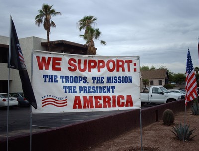 Banner = We support the troops, the mission, the president, America